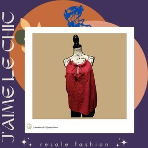 Loft- Ann Taylor Deep Raspberry Sewed Flower Design with Tie Up Front